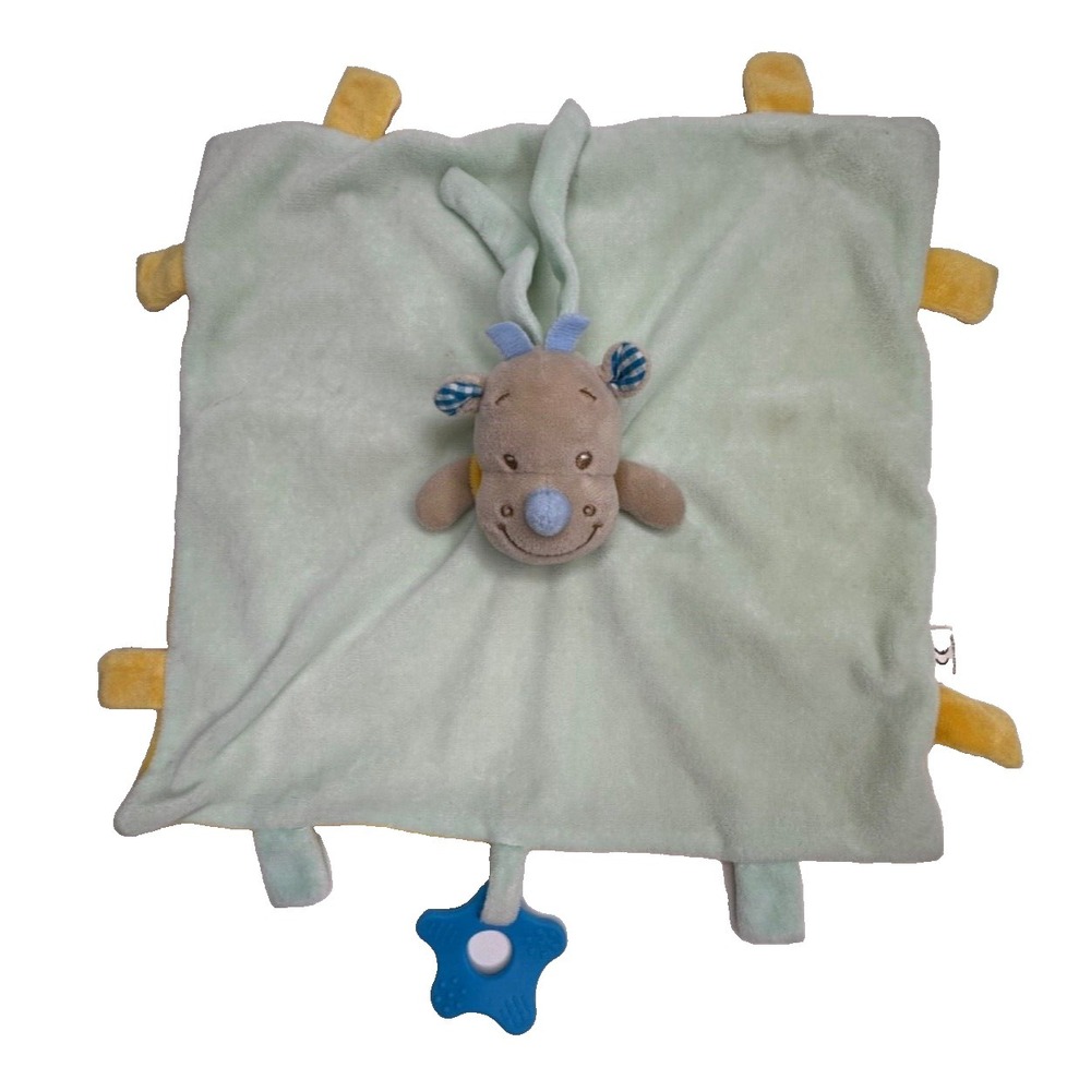 Baby Essentials Security Blanket Hippo Teether Star Green Blue Yellow Tony Lvee